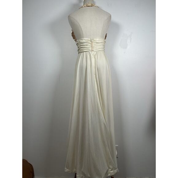 VTG Lilli Diamond of California Long Maxi Dress Gown Lace Halter Size Small 80s - Picture 5 of 10